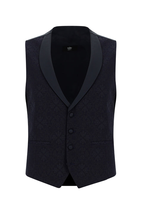 Blue 7 Drop Slim Fit Narrow Cut Mono Collar Vest Tuxedo & Groom Suit