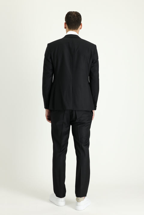 Black 7 Drop Super Slim Fit Extra Narrow Cut Pointed Collar Tuxedo & Groom Suit
