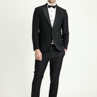 Black 7 Drop Super Slim Fit Extra Narrow Cut Pointed Collar Tuxedo & Groom Suit
