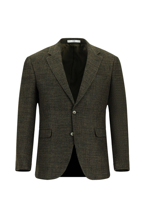 Medium Khaki 6 Drop Regular Fit Standard Cut Wool Patterned Combination Suit