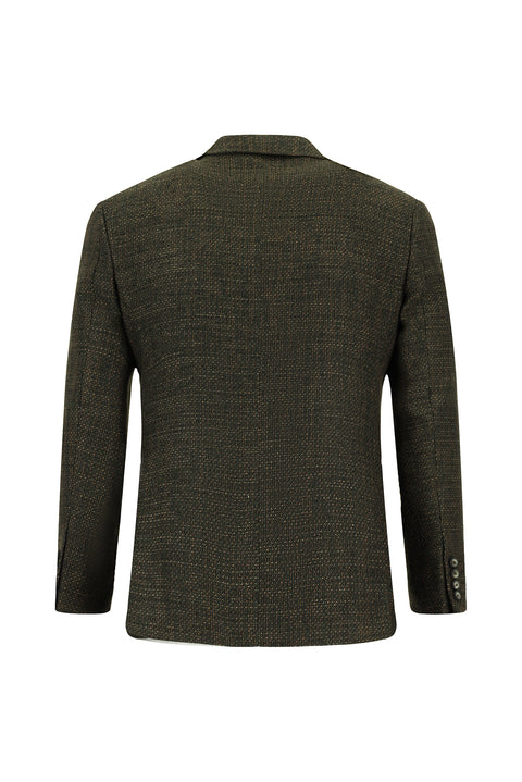 Medium Khaki 7 Drop Slim Fit Narrow Cut Wool Patterned Combination Suit