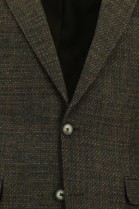 Medium Khaki 7 Drop Slim Fit Narrow Cut Wool Patterned Combination Suit