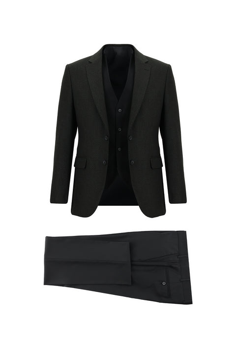 Dark Anthracite 7 Drop Slim Fit Narrow Cut Suit with Vest