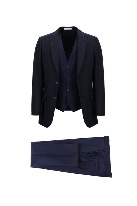 Light Navy Blue 6 Drop Regular Fit Standard Cut Suit with Vest