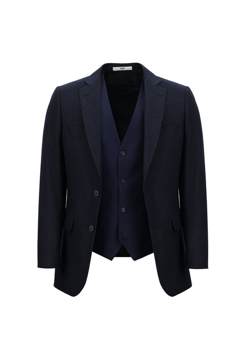 Light Navy Blue 6 Drop Regular Fit Standard Cut Suit with Vest