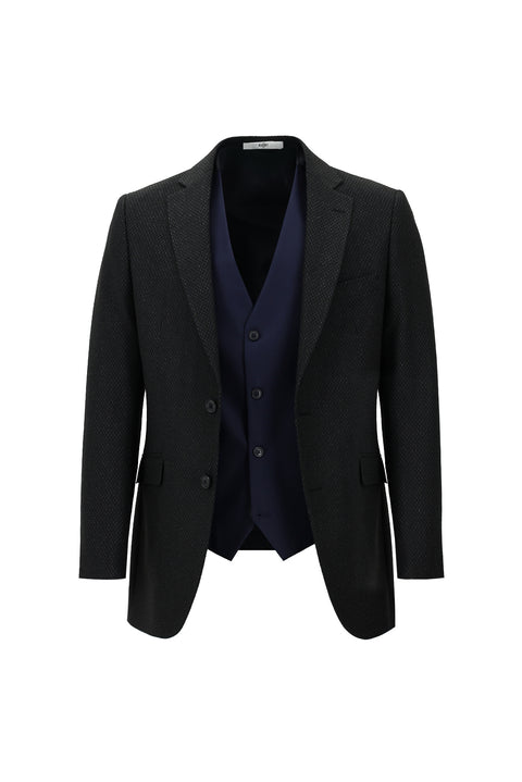 Dark Navy 6 Drop Regular Fit Standard Cut Suit with Vest
