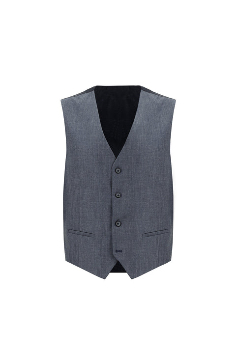Light Navy Blue 7 Drop Slim Fit Narrow Cut Suit with Vest