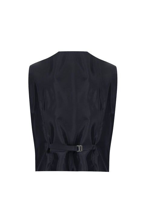 Light Navy Blue 7 Drop Slim Fit Narrow Cut Suit with Vest
