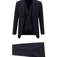 Dark Navy 7 Drop Slim Fit Narrow Cut Suit with Vest