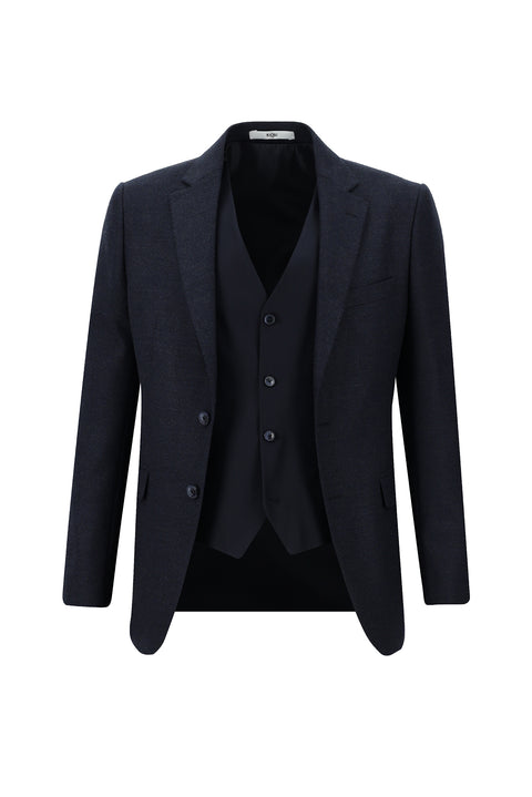 Dark Navy 7 Drop Slim Fit Narrow Cut Suit with Vest