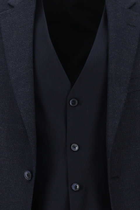Dark Navy 7 Drop Slim Fit Narrow Cut Suit with Vest