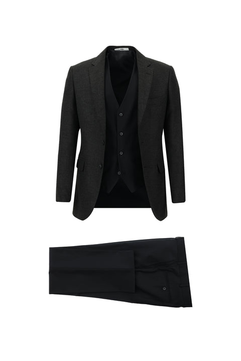 Dark Anthracite 7 Drop Slim Fit Narrow Cut Suit with Vest