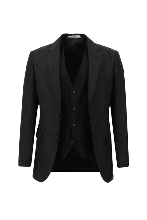 Dark Anthracite 7 Drop Slim Fit Narrow Cut Suit with Vest