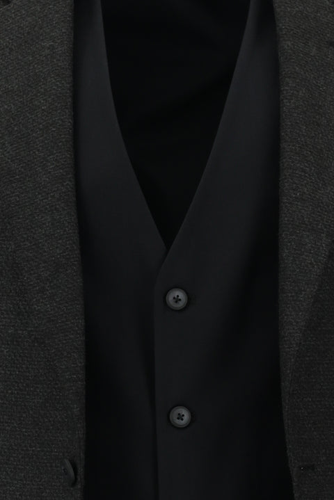 Dark Anthracite 7 Drop Slim Fit Narrow Cut Suit with Vest