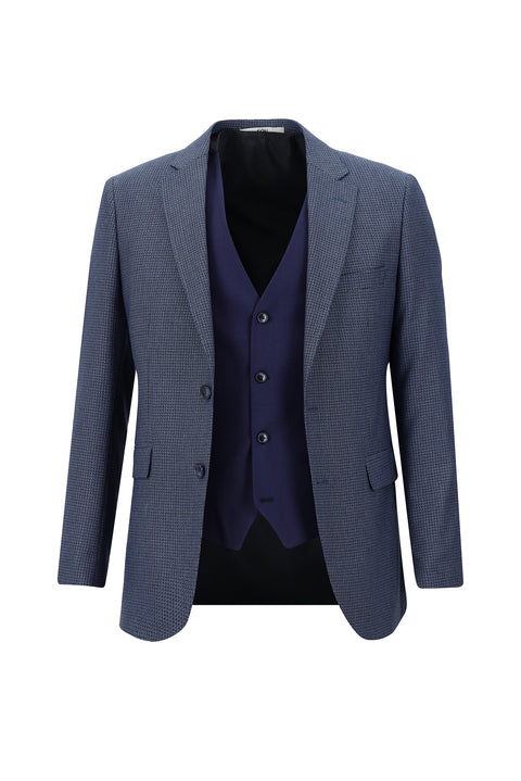 Medium Navy 7 Drop Slim Fit Suit with Elasticated Waist and Drawstring, Combination Vest