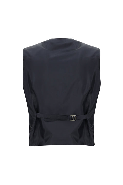 Medium Navy 7 Drop Slim Fit Suit with Elasticated Waist and Drawstring, Combination Vest