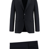 Dark Navy 7 Drop Slim Fit Patterned Combination Suit