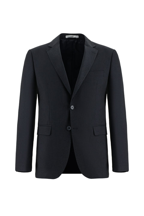 Dark Navy 7 Drop Slim Fit Patterned Combination Suit