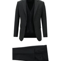 Dark Anthracite 7 Drop Slim Fit Narrow Cut Suit with Vest