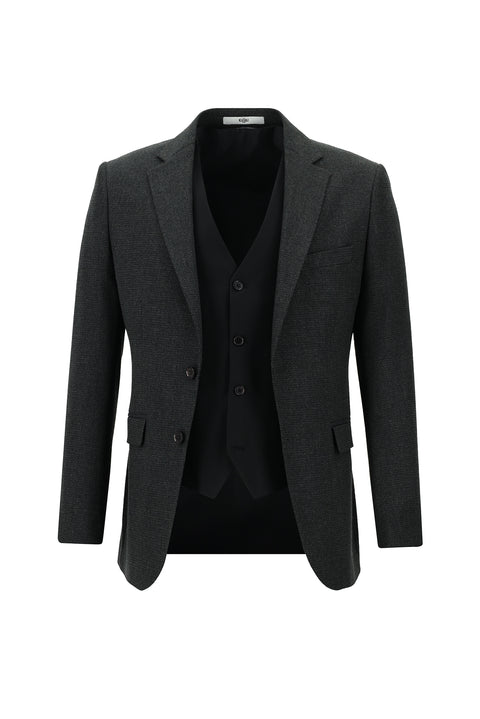 Dark Anthracite 7 Drop Slim Fit Narrow Cut Suit with Vest