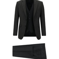 Orta Antrasit 7 Drop Slim Fit Dar Kesim Kombinli Yelekli Takım Elbise
