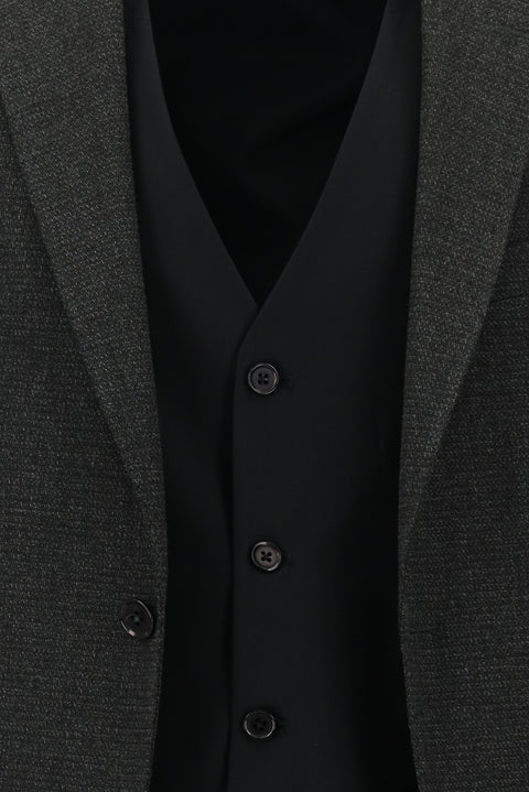 Orta Antrasit 7 Drop Slim Fit Dar Kesim Kombinli Yelekli Takım Elbise