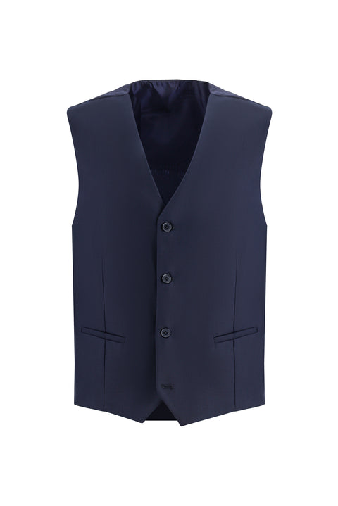 Dark Navy 6 Drop Regular Fit Standard Cut Patterned Suit with Vest