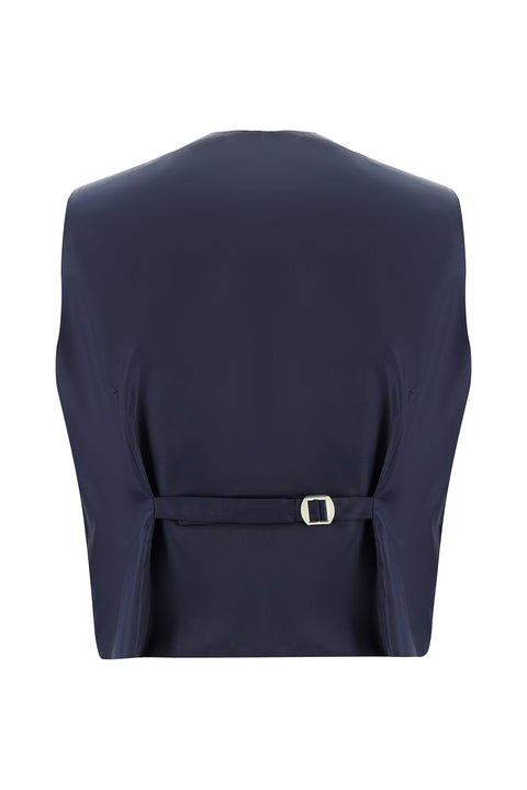 Dark Navy 6 Drop Regular Fit Standard Cut Patterned Suit with Vest