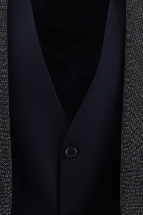 Dark Navy 6 Drop Regular Fit Standard Cut Patterned Suit with Vest