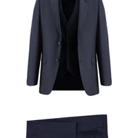 Medium Navy Blue 6 Drop Regular Fit Standard Cut Suit with Vest