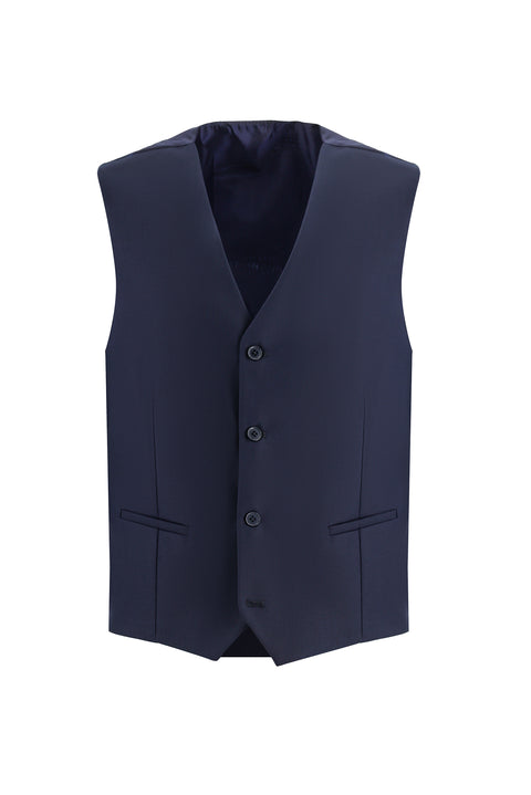 Medium Navy Blue 6 Drop Regular Fit Standard Cut Suit with Vest