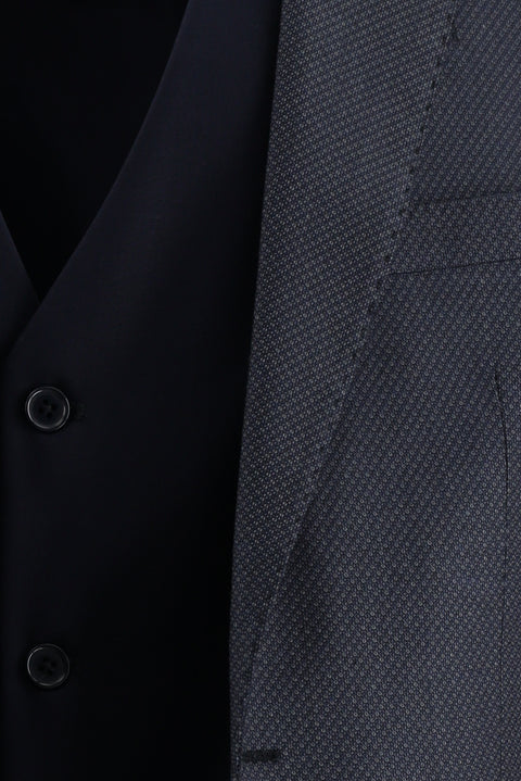 Medium Navy Blue 6 Drop Regular Fit Standard Cut Suit with Vest