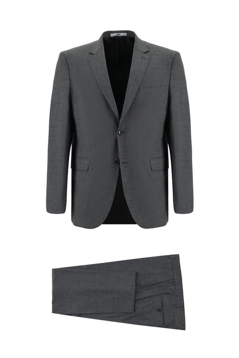 Medium Grey 7 Drop Slim Fit Patterned Suit