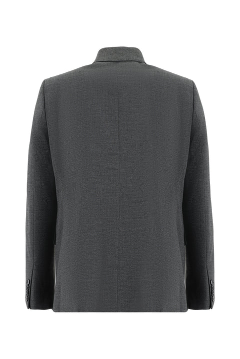 Medium Grey 7 Drop Slim Fit Patterned Suit
