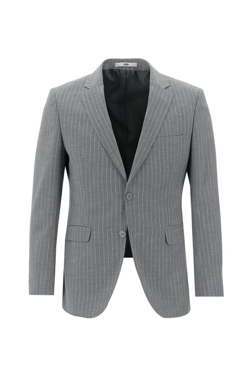 Medium Grey 7 Drop Slim Fit Patterned Suit