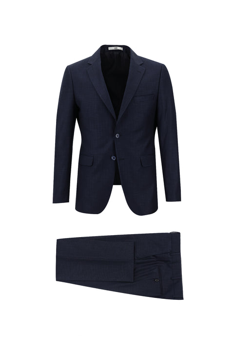 Dark Navy 7 Drop Slim Fit Patterned Suit