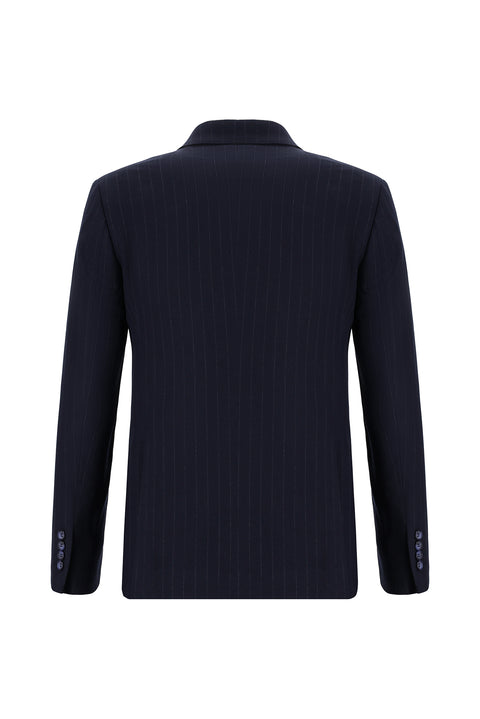 Dark Navy 7 Drop Super Slim Fit Extra Narrow Cut Striped Double-Breasted Suit