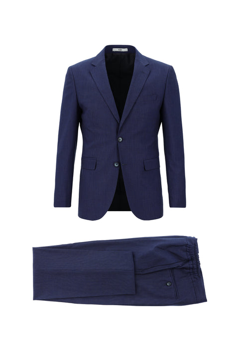 Medium Navy 7 Drop Super Slim Fit Extra Narrow Cut Elastic Waist Drawstring Striped Suit
