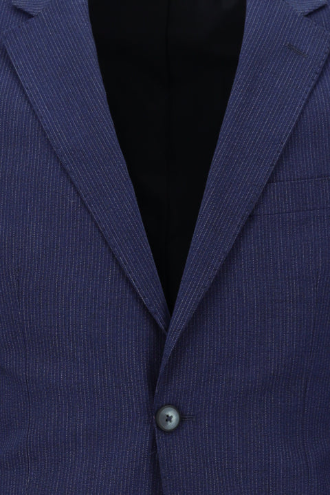 Medium Navy 7 Drop Super Slim Fit Extra Narrow Cut Elastic Waist Drawstring Striped Suit