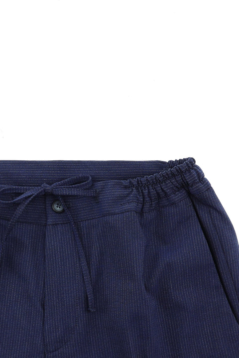 Medium Navy 7 Drop Slim Fit Striped Suit with Elasticated Waist and Drawstring