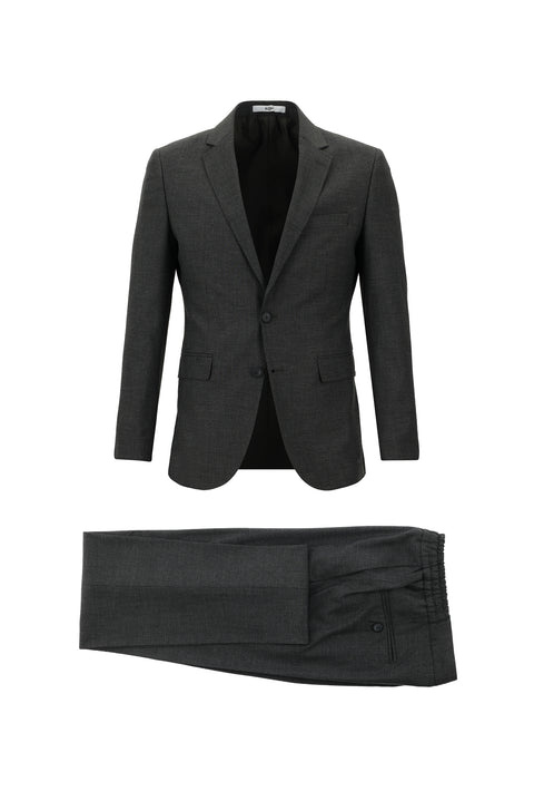 Dark Anthracite 7 Drop Super Slim Fit Extra Narrow Cut Elastic Waist Drawstring Striped Suit