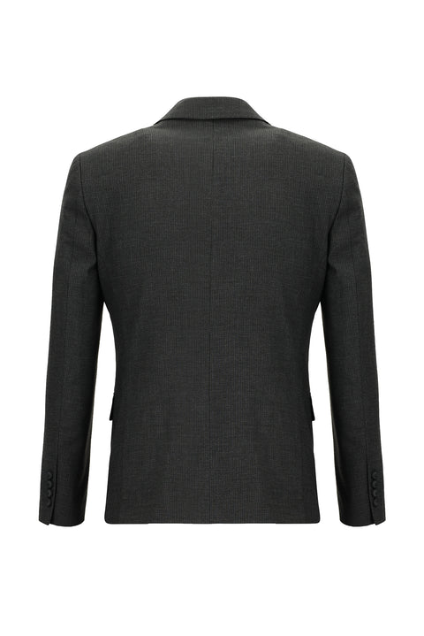 Dark Anthracite 7 Drop Slim Fit Striped Suit with Elasticated Waist and Drawstring