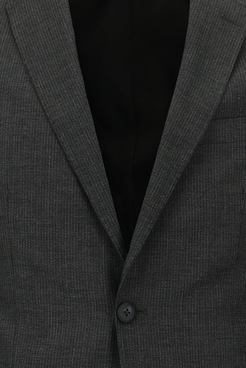 Dark Anthracite 7 Drop Super Slim Fit Extra Narrow Cut Elastic Waist Drawstring Striped Suit