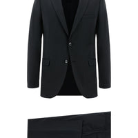 Black 6-Drop Regular Fit Standard Cut Wool Striped Suit