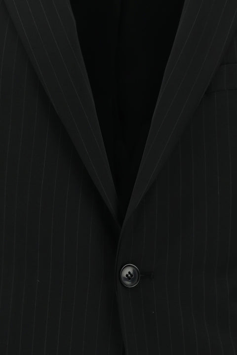 Black 6-Drop Regular Fit Standard Cut Wool Striped Suit
