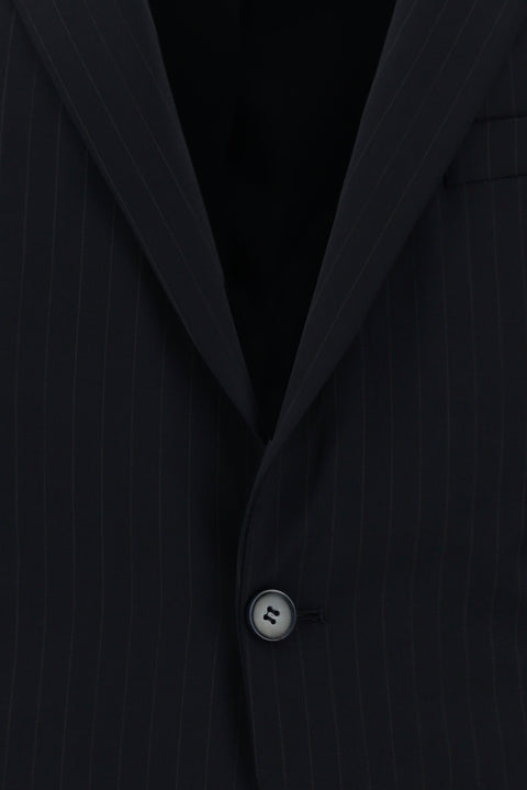 Dark Navy 7 Drop Slim Fit Narrow Cut Wool Striped Suit