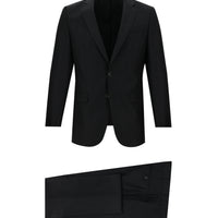 Black 6-Drop Regular Fit Standard Cut Plaid Suit