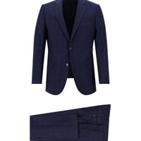 Medium Navy 6 Drop Regular Fit Standard Cut Plaid Suit