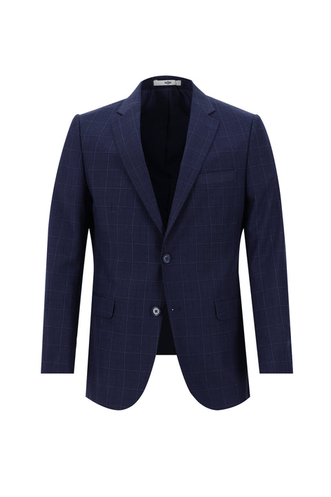Medium Navy 6 Drop Regular Fit Standard Cut Plaid Suit