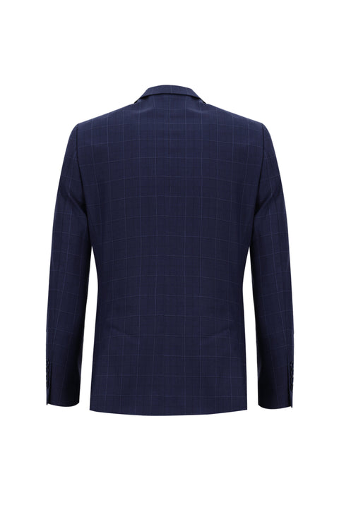 Medium Navy 6 Drop Regular Fit Standard Cut Plaid Suit